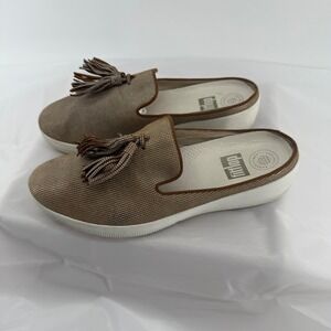 FitFlop Womens Tassel Loafer Mule Slip On Comfort Shoe Metallic Brown Sz US 7.5